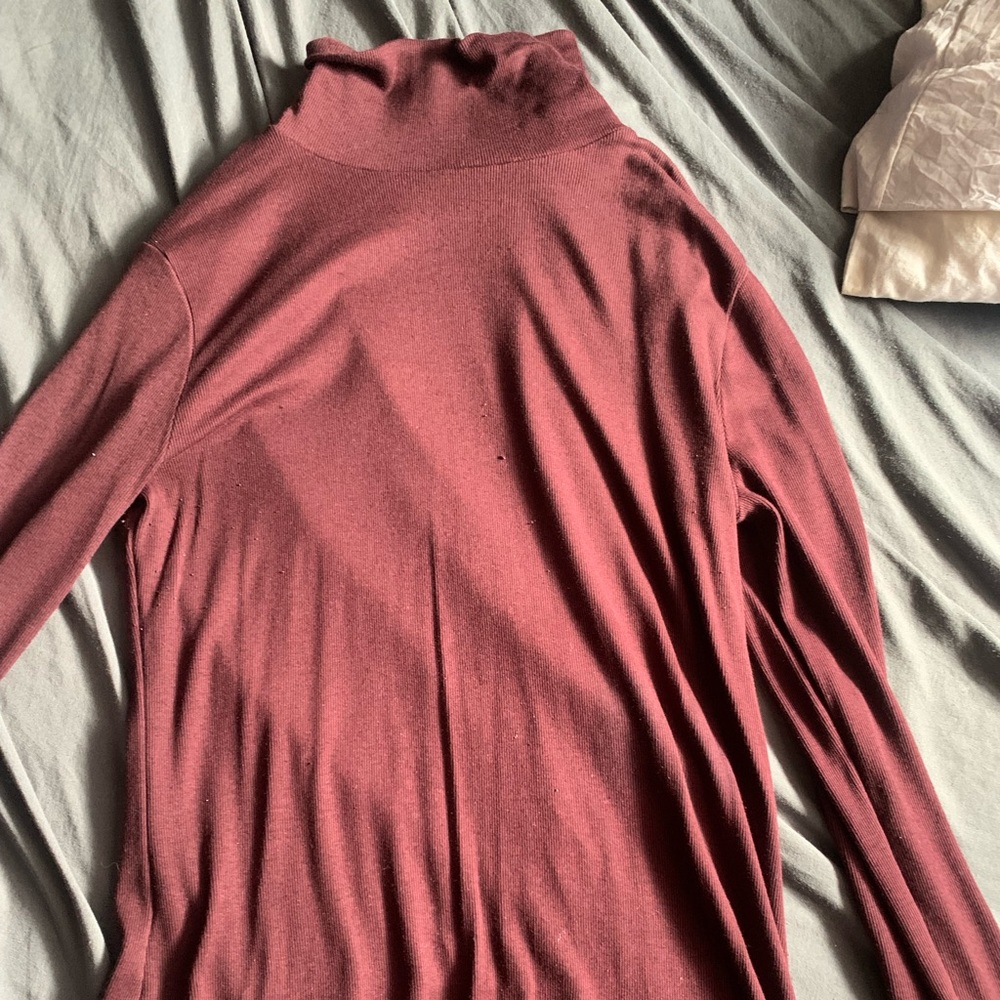 long burgundy turtleneck, long sleeve. size x large from target.